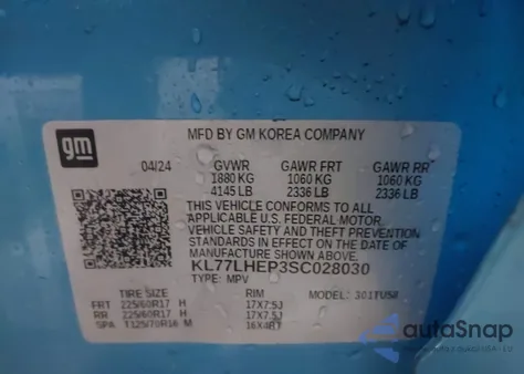 2025 Chevrolet Trax Fwd Lt from USA, damaged, VIN KL77LHEP3SC028030